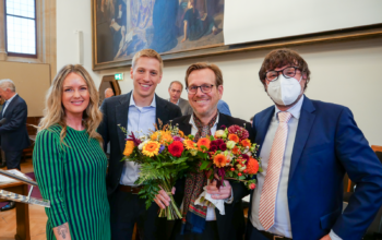 Mona Fuchs, Sebastian Weisenburger und Dominik Krause mit den neuem Kulturreferenten Dr. Florian Roth